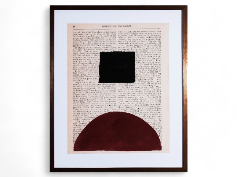 Quadro Modern Prose A - Papel Antigo/Vinho/Preto