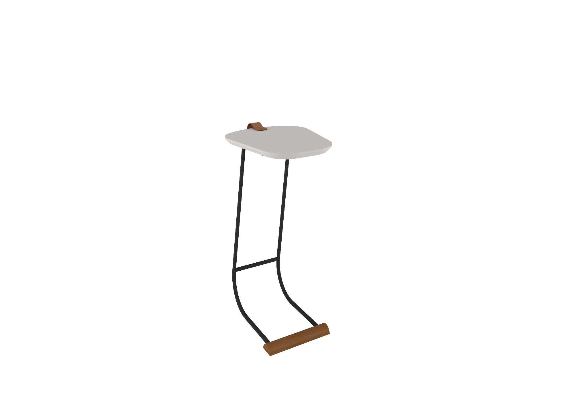 Mesa de Apoio Cristal - Off White/Amêndoa/Metal Preto