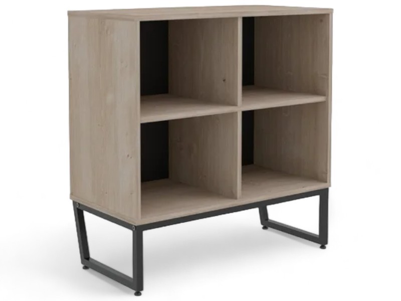 Armário Estante Baixo 74cm com 4 Nichos Concept - Acácia/Preto - Imagem 6