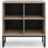 Armário Estante Baixo 74cm com 4 Nichos Concept - Acácia/Preto