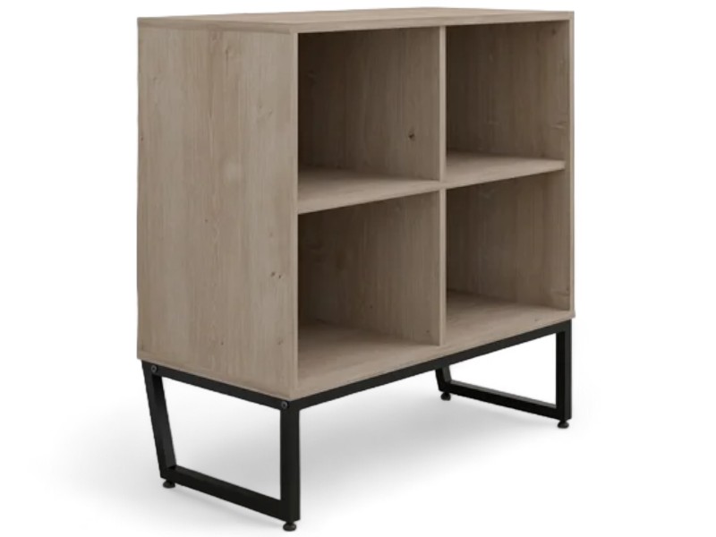 Armário Estante Baixo 74cm com 4 Nichos Concept - Acácia/Preto - Imagem 8