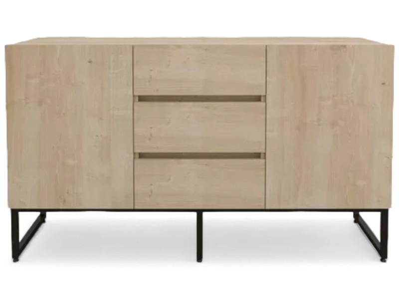 Balcão Buffet 2 Portas 3 Gavetas Concept - Acácia/Preto