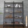 Conjunto 2 Estantes Altas 5 Prateleiras Estilo Industrial Concept - Ameixa Negra/Preto - Imagem 3