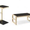 Conjunto Mesa de Centro e Mesa Sofá Lateral Madeira Maciça Guará - Preto/Natural