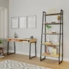 Conjunto Home Office 2 Peças com Escrivaninha e Estante Industrial Concept - Acácia/Preto - Imagem 2
