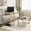 Conjunto Mesa de Centro e Mesa Sofá Lateral Madeira Maciça Guará - Preto/Natural - Imagem 2