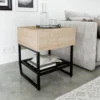 Mesa Lateral com Gaveta Estilo Industrial Concept - Acácia/Preto - Imagem 2