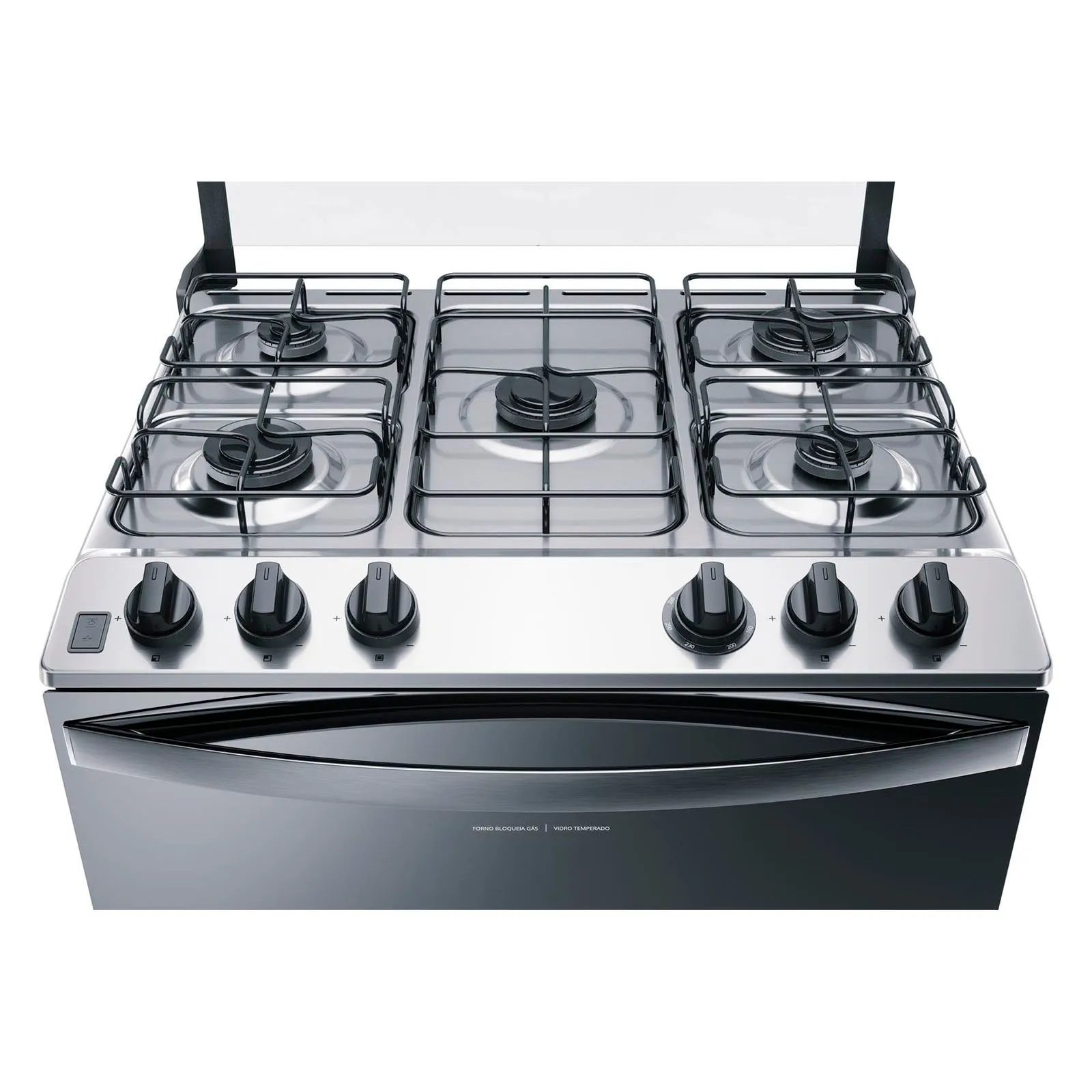 Fogão Brastemp 5 Bocas Com Botões Removíveis e Exclusivo Aro Protetor Bivolt - Inox - Imagem 2