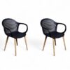 Conjunto com 2 Cadeiras Hilary - Preto