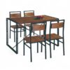 Conjunto de Mesa Wooden com 4 Cadeiras - Preto/Amêndoa