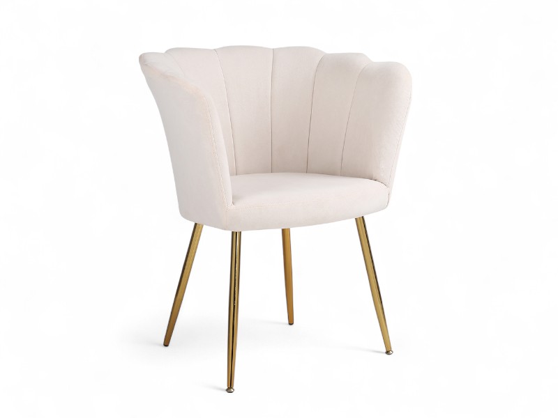 Poltrona Pétalas Aveludadas Eva - Creme - Imagem 2