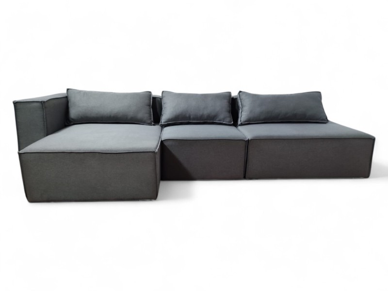 Sofá Bahamas 3 Módulos com Chaise - Cinza Chumbo