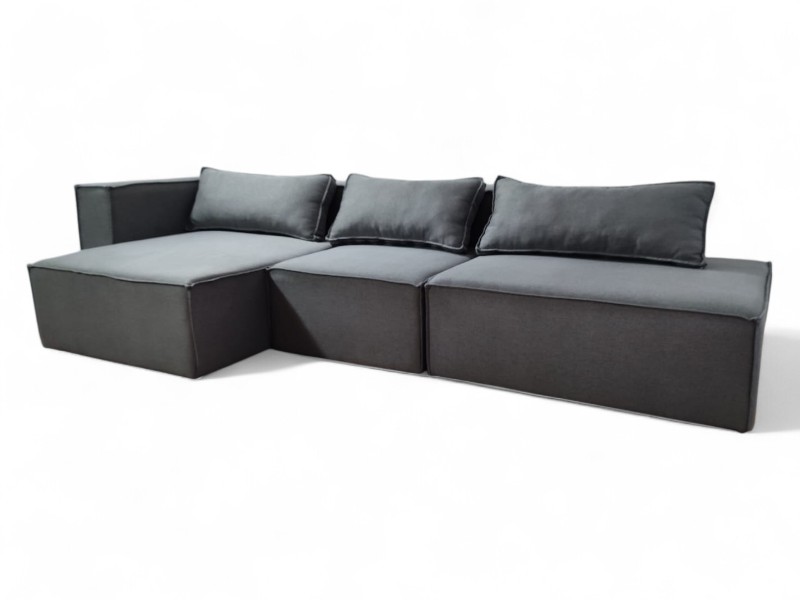 Sofá Bahamas 3 Módulos com Chaise - Cinza Chumbo - Imagem 3
