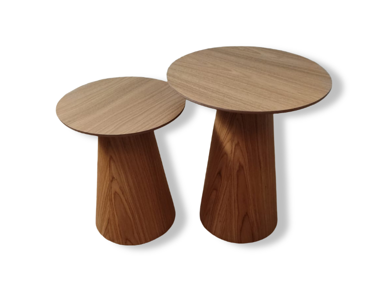 Conjunto Mesa Lateral Cone Redonda - Freijó